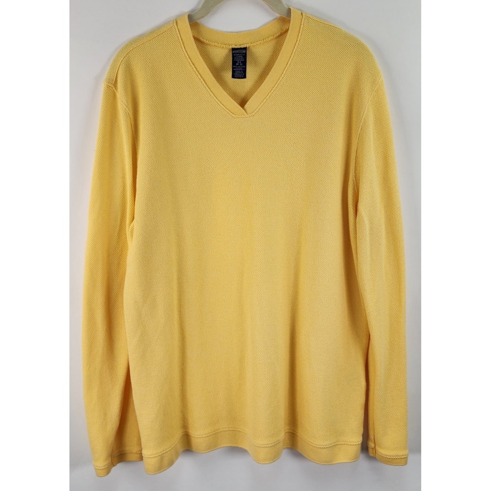 Lands' End Sweater Women's M 10-12 Yellow V Neck Classic Preppy